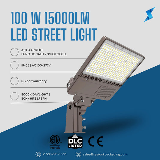 RST-PL LED Shoebox Area Light | 100W-350W | Dusk-to-Dawn Sensor | High-Efficiency Parking Lot Lighting