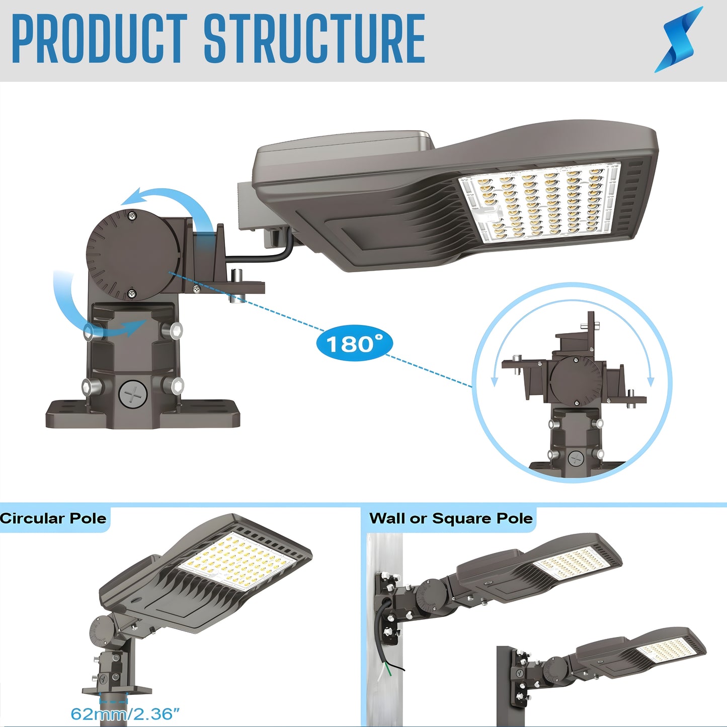 RST-NSB LED Parking Lot Area Light | 100W-450W | Commercial Parking Lot Lighting